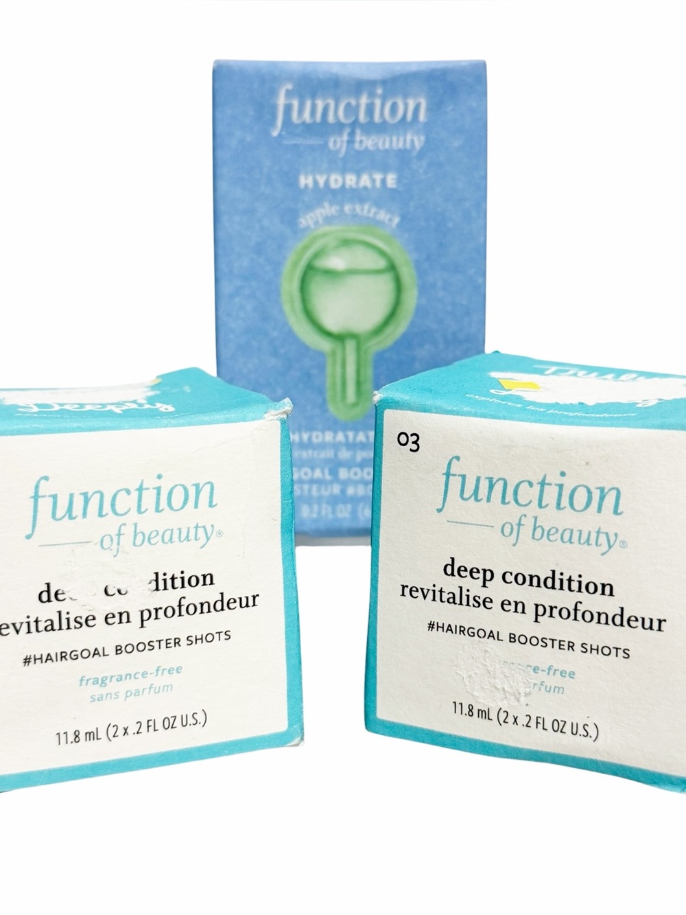 3 Boxes FUNCTION OF BEAUTY Deep Condition & Hydrate Booster Shots ~ 5 Total  NIB